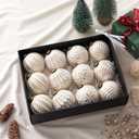 Champang Christmas Tree Ornaments Ball, 12 Pcs 4 Styles Hand-Polished Christmas Balls Shatterproof Xmas Hanging Ornaments Decor Set for Tree Garland Wreath