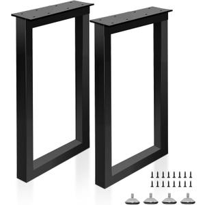 36 Inch Metal Bar Table Legs, Heavy Duty Desk Dinning Table Legs with Adjustment Feet Pads DIY Furniture Feets, Set of 2,Black, H36 " Square