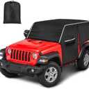 Waterproof Cab Covers Fit for Wrangler 2007-2025 JK JL 2 Door, Scratchproof Inner Cotton Car Cover with Driver Door Zipper Windproof Straps All Weather UV Protection