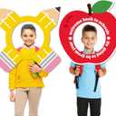 2Pcs Back to School Photo Props Frame Apple Pencil Photo Booth First Day of School Welcome Backdrops Decorations for Back to School Party Classroom Supplies
