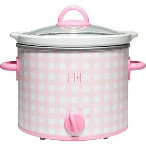 Paris Hilton 3.5-Quart Manual Slow Cooker, Features Three Settings (Low, High, Warm), Naturally Nonstick and Dishwasher Safe Stoneware Insert, Family Sized Capacity, Gingham Pink
