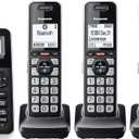 Panasonic Cordless Phone with Advanced Call Block, Link2Cell Bluetooth, One-Ring Scam Alert, and 2-Way Recording, Answering Machine, 5 Handsets - KX-TGF975B (Black/Silver Trim)