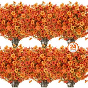 24 Pcs Artificial Fall Flowers Fake Mums for Outdoor Decorations, Mixed