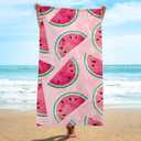 Cotton Beach Towel 63 x 32 inch Large Sand Free Towels for Travel,Quick Dry Absorbent Swimming Beach Towels for Pool Yoga Gym Camping (Pink Watermelon)