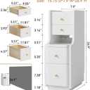 Narrow Nightstand with 4 Drawers, Solid Wood Narrow End Table, Modern Skinny Nightstand with 1 Semi-Open Shelf, Thin Couch Side End Table Night Stand with Drawers, 15.7"D x 7.9"W x 23.6"H
