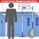 Poolvio Swimming Pool Cleaning Kit, 14'' Brush Head & 50'' Telescopic Aluminum Pole with Fine Mesh Skimmer Net - Perfect for Above Ground Pools, Spas, Hot Tub Fountains Blue (PK0140)