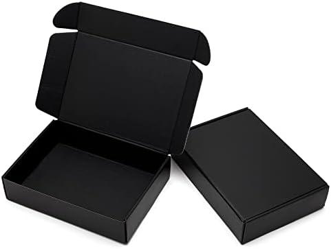 Timirog 9x6.5x2 Inches Black Shipping Boxes 24 Pack - Corrugated Cardboard Mailing Box for Small Business, Tab Locking Literature Mailer Packaging Supplies for Packing Digest Size Book Gifts Craft DVD