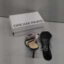 DREAM PAIRS Women's Double Bowknots Crystal Sandals Clear Slingback Heels Square Toe Shoes for Party Wedding (7.5, Black)