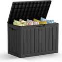 Mars Villa 45 Gallon Outdoor Storage Box, Resin Deck Box Waterproof, Storage Chest for Outside Patio Furniture Cushions, Pool Supplies, Garden Tools, UV Resistant and Weatherproof, Black