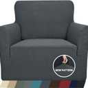 ZNSAYOTX 1 Piece Jacquard Chair Slipcovers for Living Room High Stretch Chair Covers with Arms Anti Slip Pets Friendly Couch Sofa Armchair Cover Furniture Protector (Chair, Dark Grey) (Small (31"-46"))