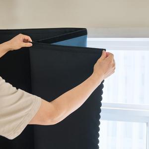 self Adhesive Portable 100% Blackout Curtains Simple and Easy to installBedroom Window Thermal Lnsulated Kitchen Room Darkening Black Small Drapes 1-Pack 35"W x 48"L (Pack of 1)