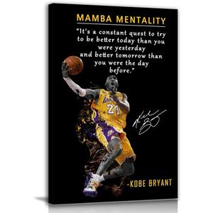 Basketball Player Sports Home Decor Basketball Superstar No. 24 Quote Poster Inspirational Canvas Wall Art Motivational Artwork For Home,Office,Gym Wall Decor Framed Ready to Hang