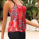 Yonique Womens Blouson Tankini Swimsuits Two Piece Strappy Bathing Suit Tops with Shorts Criss Cross Swimwear