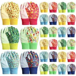 Huukeay 24 Pairs Kids Garden Gloves Bulk Children Gardening Cotton Yard Work Gloves for Children Girls Boys Outdoor