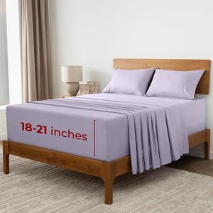 Mellanni Extra Deep King Sheets - 4 PC Iconic Collection Bedding - Hotel Luxury, Ultra Soft, Cooling Bed Sheets - Wrinkle, Fade, Stain Resistant (King, Lavender)