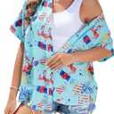 ZXZY Mama Shirt Hawaiian Short Sleeve Blouses Fourth of July Shirts for Women Vneck Tshirts Tops (XL)