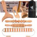 6 in 1 Wood Therapy Massage Tool Set for Body Sculpting Massage, Lymphatic Drainage and Muscle Pain Relief, Cellulite Sculpting Multi-Functional Massager