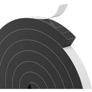 Bantie 1"×1" EVA Foam Strips with Adhesive Weather Stripping Tape Larger Foam Weather Stripping Strip for Large Gap Insulation (1"×1", 13FT, Black)