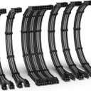 EZDIY-FAB PSU Cable Extension Kit,16AWG Power Supply Extension Cable,1x24Pin/2x4+4 EPS/3x6+2 PCI-E,Custom PC Sleeve Cable 300MM with Combs-Black Grey