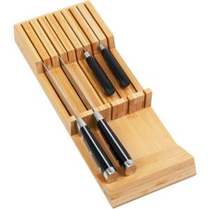 Utoplike Knife Drawer Organizer Bamboo Knives Block for Kitchen, Large Handle Steak Holder, Fit for 9 Knives (Not Included)
