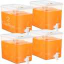 Domensi 4 Pack 2 Gallon Fridge Beverage Drink Dispenser with Spigot Leak-proof Lids Filter Screen Juice Container Sealed Plastic Lemonade Water Milk Cold Hot Drink Tea Jug for Party Daily Use