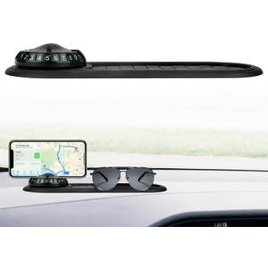 Multifunction Car Anti-Slip Mat with 360 Rotating Auto Phone Holder, Universal Dashboard Organizer Pad with Temporary Parking Number for Phones Keys Sunglasses Gadgets (Gray Black) Multifunction Car Anti-Slip Mat with 360 Rotating Auto Phone Holder, Universal Dashboard Organizer Pad with Temporary Parking Number for Phones Keys Sunglasses Gadgets (Gray Black)