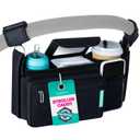 Swanoo Stroller Caddy Stroller Organizer With Cup Holder, Non Slip Straps Stroller Bag for Phone, Pet Stroller Accessories, Universal Fits Uppababby Vista v2 Wonderfold Wagon, Doona and More (Black)