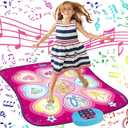 SUNLIN Dance Mat - Rhythm Step Play Mat - Dance Game Toy Pad with LED Lights, Gift for Kids Girls 3-12, Adjustable Volume, Built-in Music, 3 Challenge Levels