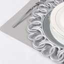 MAONAME 13" Silver Charger Plates Set of 6, Mirror Charger for Dinner Plates, Plastic Plate Chargers with Entwined Swirl Rim, Round Chargers for Table Setting, Wedding