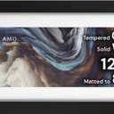 Frame Amo 12x28 Black Solid Wood Poster Frame, White Mat for 8x24 Image, Tempered Glass Front, 1.5 inch Wide, 1 inch Thick, High-End, Heavy-Duty, Gallery Grade & Acid-Free