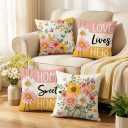 wyooxoo Farmhouse Pillow Covers 18x18 Set of 4 Spring Throw Pillow Covers Floral Decorative Cushion Cases for Sofa Couch Living Room Outdoor Home Decor
