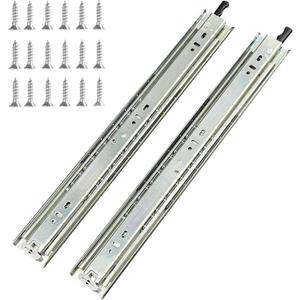 1 Pair 40 Inch 100 Lb Capacity Heavy Duty Locking Drawer Slides(with Stainless Screws),Side Mount Full Extension 3 Fold Ball Bearing Stainless Steel Drawer Rails,Hardware Drawer Runners Tracks