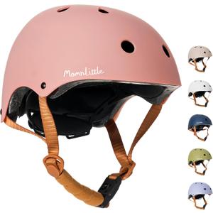 MomnLittle Kids Bike Helmet with Quick Pinch-Free Magnetic Buckle CPSC Certified Bike Helmet for Toddler Boys and Girls (Small: 20.4" - 22", Peach Pink)