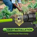 3"x24" Green Extra Long Auger Drill Bit One-Piece Solid Steel Construction for Deep Tree Planting & Tall Fence Posts Heavy Duty Garden Earth Drill