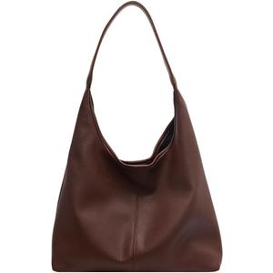Hobo Bags for Women Slouchy Tote Bag Soft Casual PU Leather Shoulder Purses 2pcs Work Everyday Handbags (Coffee)