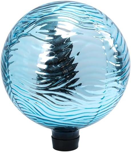 VCUTEKA Gazing Ball, Glass Mirror Polished Hollow Ball Reflective Garden Sphere, Gazing Globe for Home Garden Lawn Outdoor Ornament Yard Decorative 10-Inch (Lake Blue)