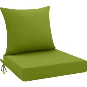 idee-home Outdoor Cushions for Patio Furniture, Outdoor Seat Cushion, Waterproof Hampton Bay Deep Seat Replacement Couch Chair Cushions for Garden Lawn Backyard Deck, 24 x 24 Green