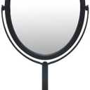 Free Standing Double Sided Tabletop Makeup Metal Vanity Mirror 1X and 3X Magnification, Oval, Swivel Mirror for Desk, Bedroom, Bathroom Matte Black Finish