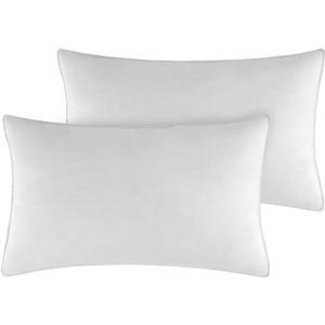 SleepMan Throw Pillow Inserts 16" x 26" (Pack of 2, White) Down Feather Pillow Stuffer Premium Decorative Pillows for Sofa Couch Bed