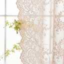 Kotile Blush Lace Curtains 45 Inch Length, Country Vine Floral Pattern Vintage Sheer Lace Curtains for Girls Room, Privacy Short Curtains 2 Panels Set, 52 x 45 Inch, Blush Pink