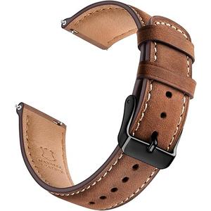 SUNFWR Quick Release Leather Watch Band 18mm 20mm 22mm 24mm for Men Women, Vintage Genuine Leather Strap for Samsung Galaxy Watch 6/Classic/Gear S3/Garmin/Huawei/Timex Watch Bands