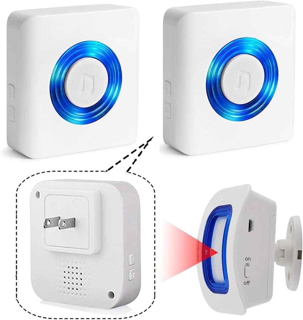 EverNary Caregiver Pager Indoor Motion Sensor Alarm Room Bed Alarms and Fall Prevention for Elderly Dementia Patients/Mailbox Alert Device for Home (2 Pager+1 Sensor)