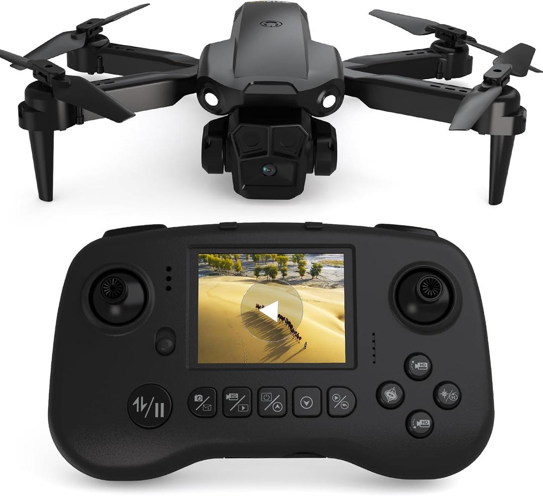 TD12Pro Drone with 1080P Camera for Adults Kids, Mini Drone with LCD Screen Remote, Foldable Remote Control Quadcopter, One Key Start, Easy to fly, Toy for Kids Adult Beginners