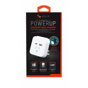 Helix Multiport Wall Charger with Dual USB Ports, ETHCHGWO, White