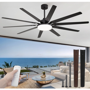 Depuley 72-Inch Ceiling Fan with Light: Modern 8-Blade Walnut and Black Indoor Outdoor Fans with Remote App Control Dimmable Light - Ultra Quiet DC Motor Reversible 6 Speed Timer