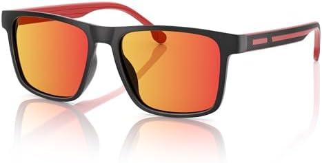 Gesruny Polarized Sunglasses for Mens Womens - Lightweight Matte Finish Sun Glasses,Line Patterned Sunglass, Orange