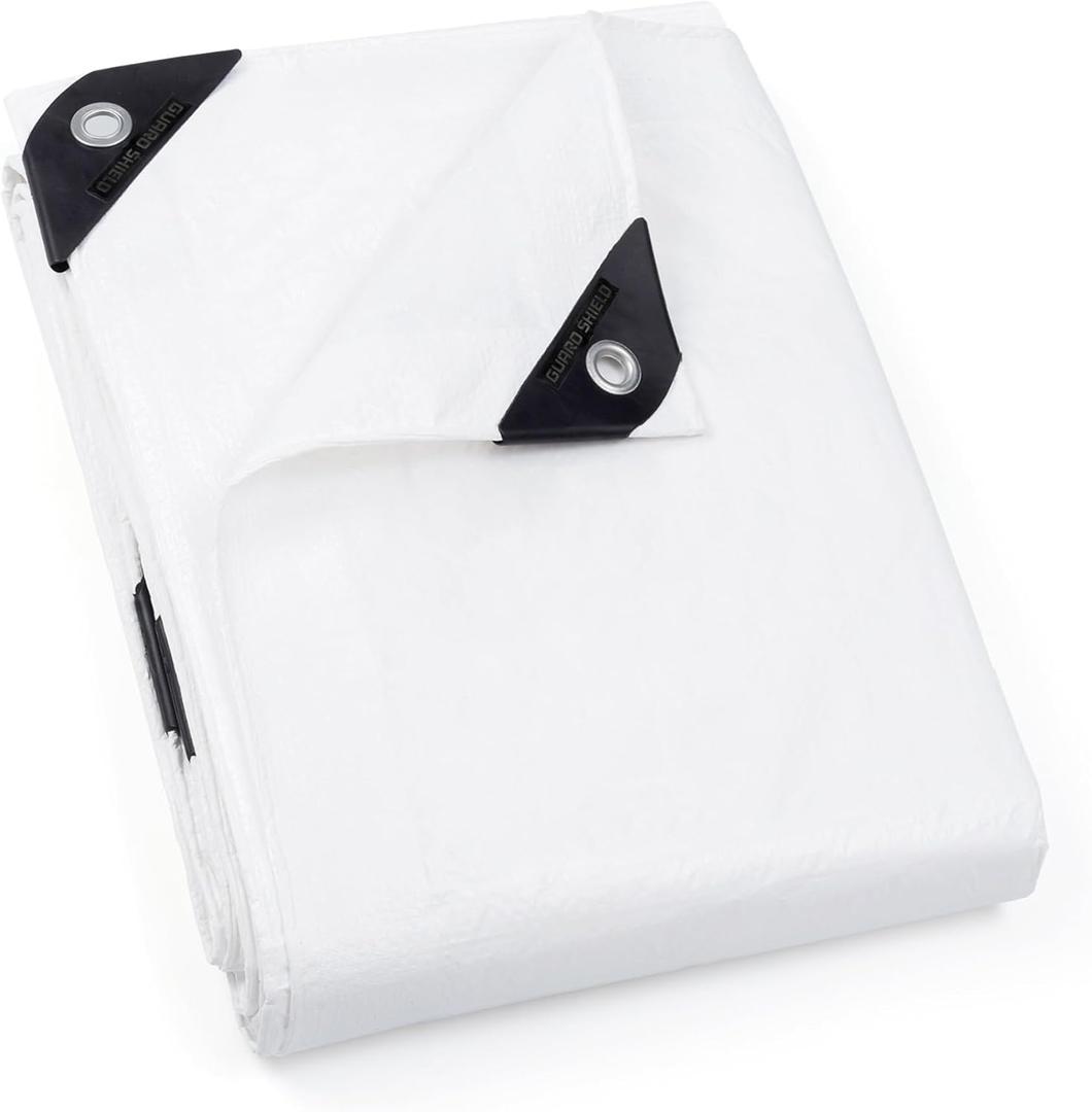GUARD SHIELD Tarp White 6x8 Feet Multi Purpose Waterproof Poly Tarp Cover 5mil