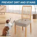 Smiry Waterproof Seat Covers for Dining Room Chairs Set of 6, Stretch Jacquard Removable Washable Chair Seat Slipcovers Protector, No Rear Covers, Taupe