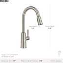 Moen Riley Chrome One-Handle Pulldown Kitchen Faucet Featuring Power Boost for a Faster Clean and Reflex Docking System for the Spray Head, Modern Kitchen Sink Faucet, 7402C