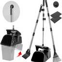 Pooper Scooper Large Swivel Bin & Rake & Spade with 20 Waste Bags and 1 Hook, 39.3" Long Handle Metal Dog Pooper Scooper for Yard, Easy to Clean Pet Waste Use on Grass, Dirt, Gravel or Flats